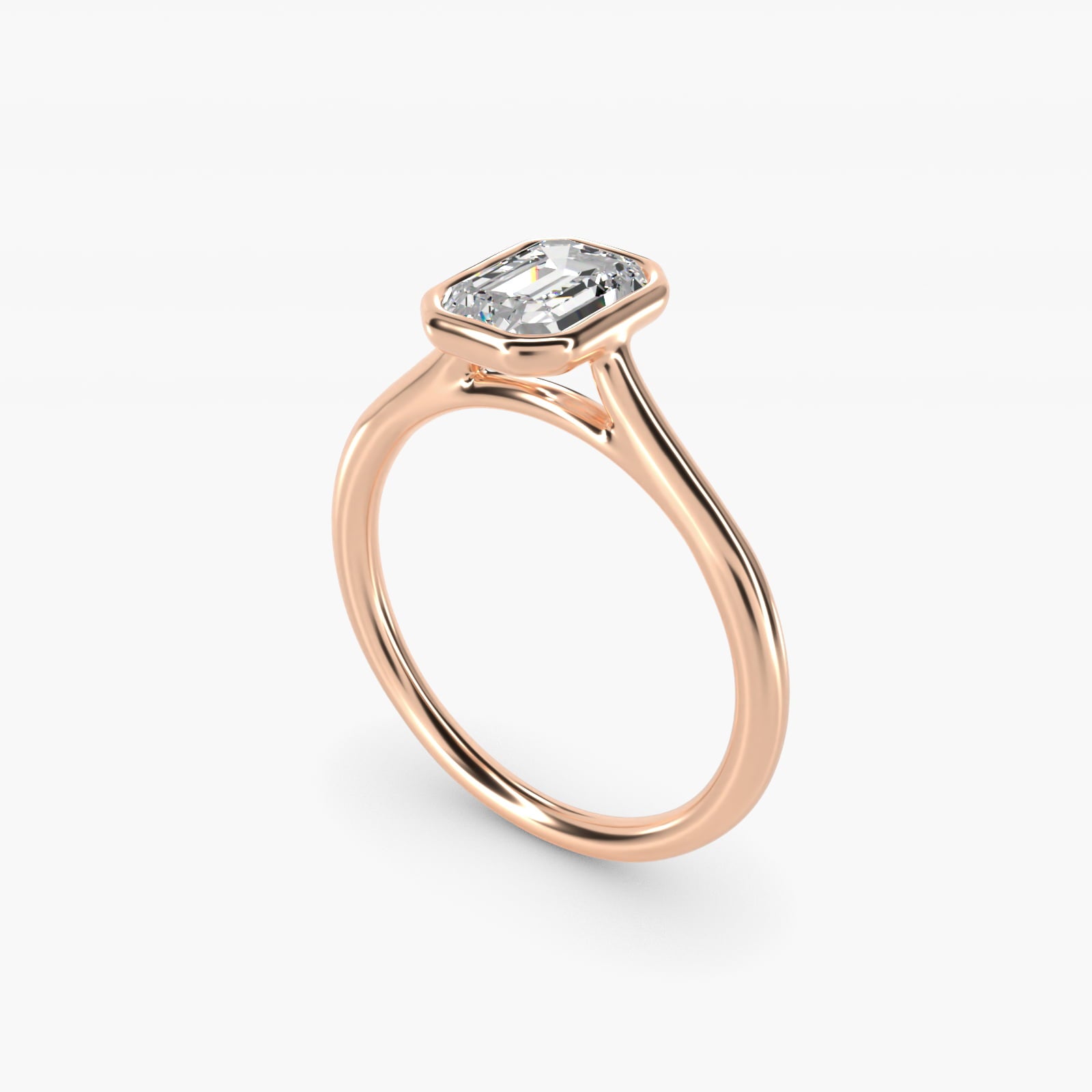 Comfort Fit Bezel Set Solitaire Engagement Ring In 14K Rose Gold By James Allen - Emerald Center