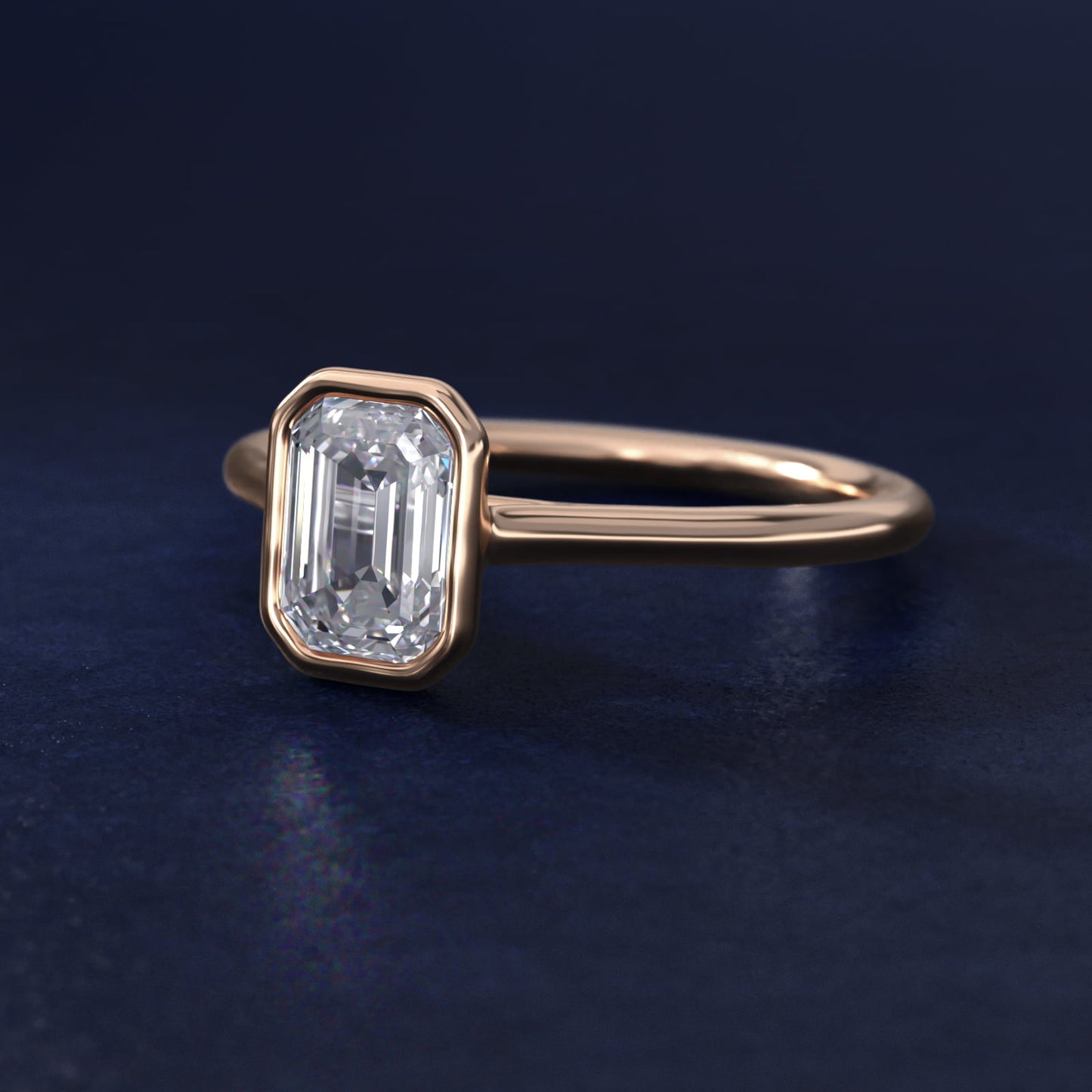 Comfort Fit Bezel Set Solitaire Engagement Ring In 14K Rose Gold By James Allen - Emerald Center