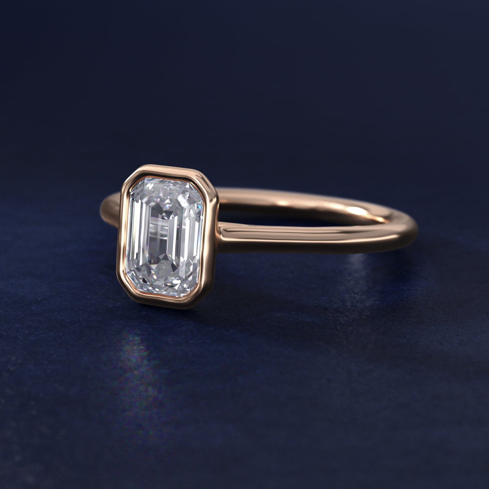 Comfort Fit Bezel Set Solitaire Engagement Ring In 18k Rose Gold By James Allen - Emerald Center