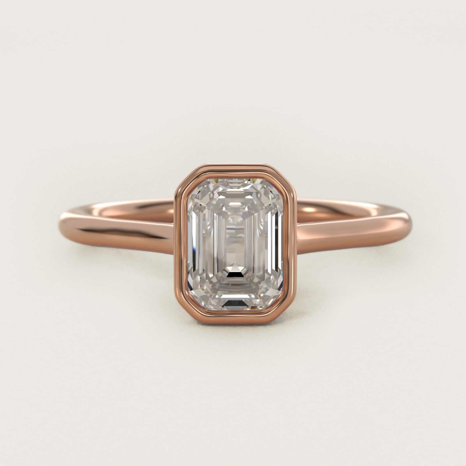 Comfort Fit Bezel Set Solitaire Engagement Ring In 14K Rose Gold By James Allen - Emerald Center