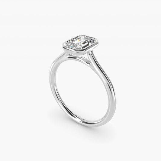 Comfort Fit Bezel Set Solitaire Engagement Ring In 18k White Gold By James Allen - Emerald Center