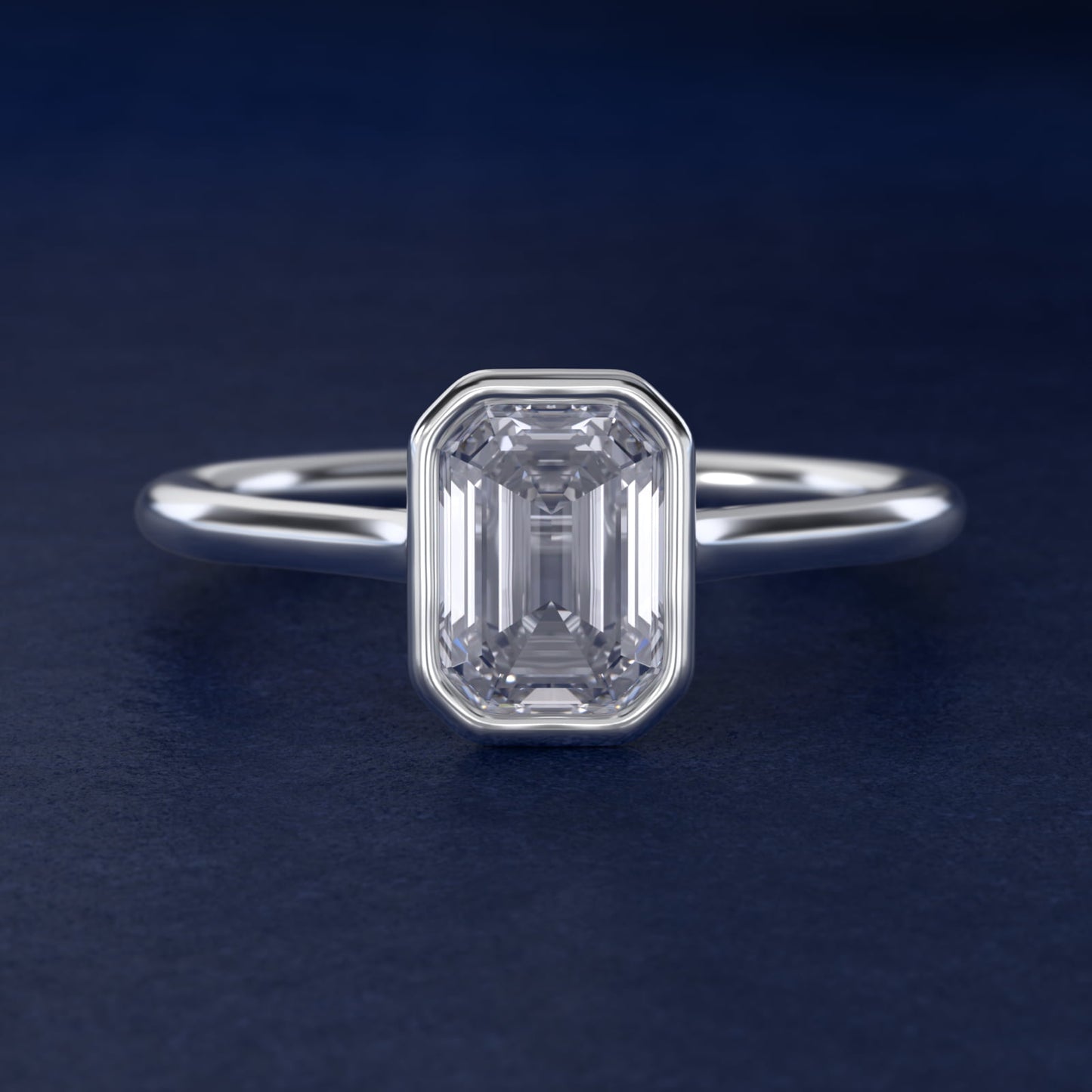 Comfort Fit Bezel Set Solitaire Engagement Ring In 18k White Gold By James Allen - Emerald Center