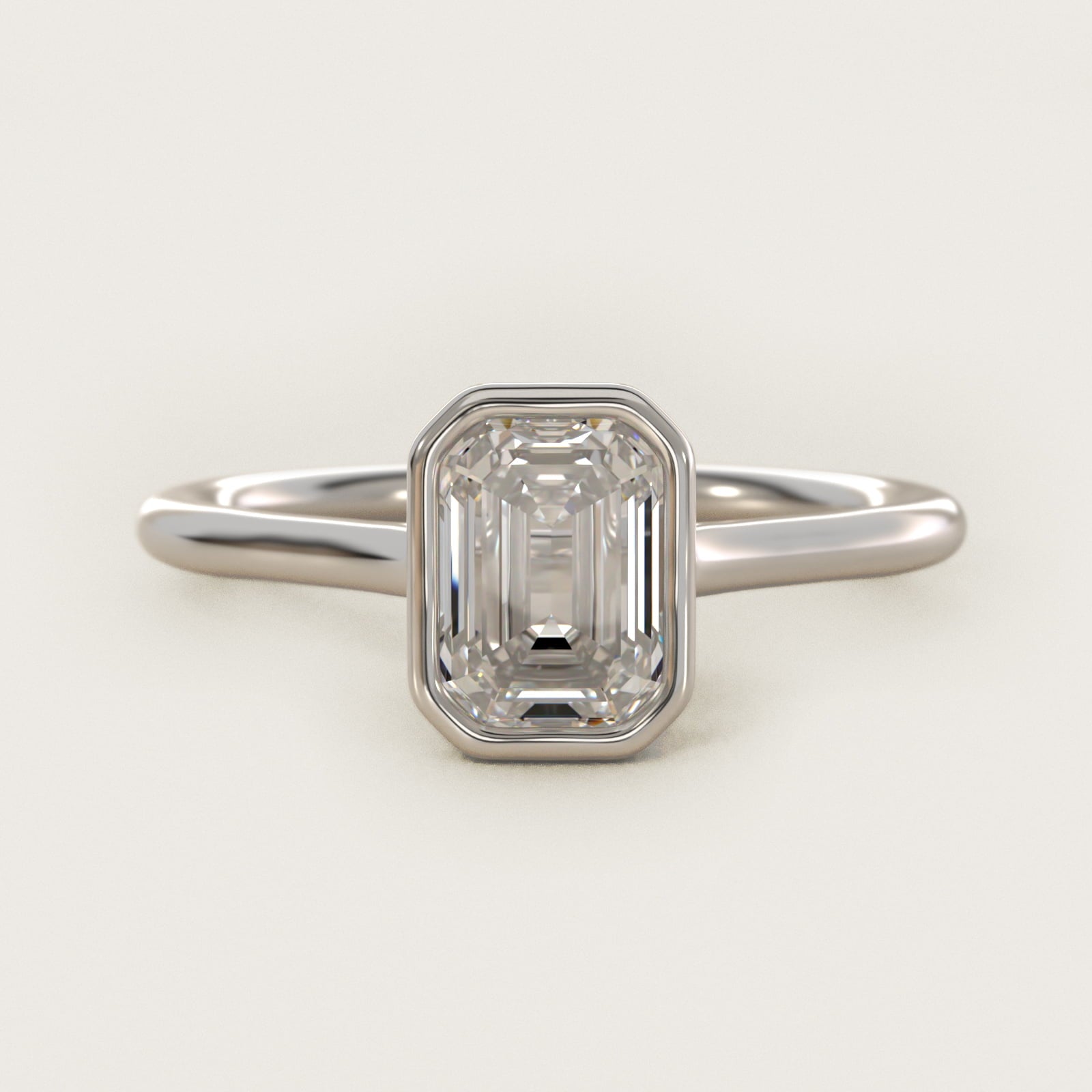 Comfort Fit Bezel Set Solitaire Engagement Ring In 14K White Gold By James Allen - Emerald Center