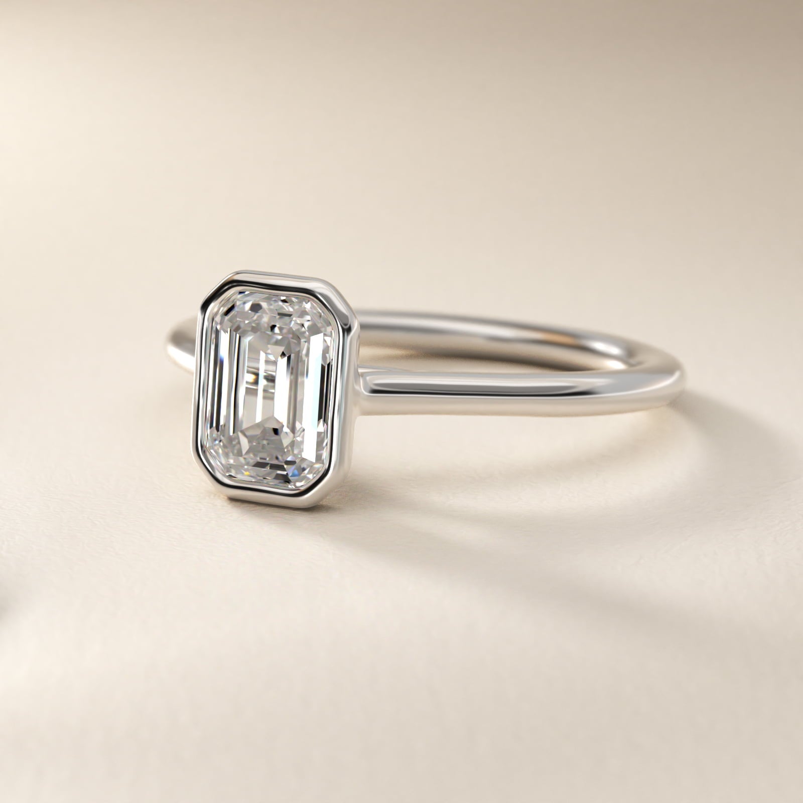Comfort Fit Bezel Set Solitaire Engagement Ring In Platinum By James Allen - Emerald Center