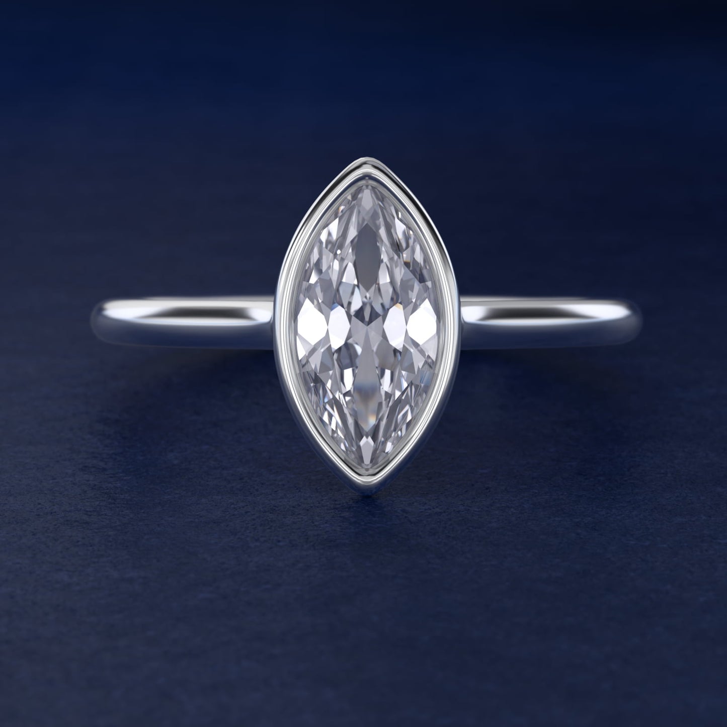 Comfort Fit Bezel Set Solitaire Engagement Ring In 18k White Gold By James Allen - Marquise Center