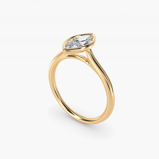 Comfort Fit Bezel Set Solitaire Engagement Ring In 18k Yellow Gold By James Allen - Marquise Center