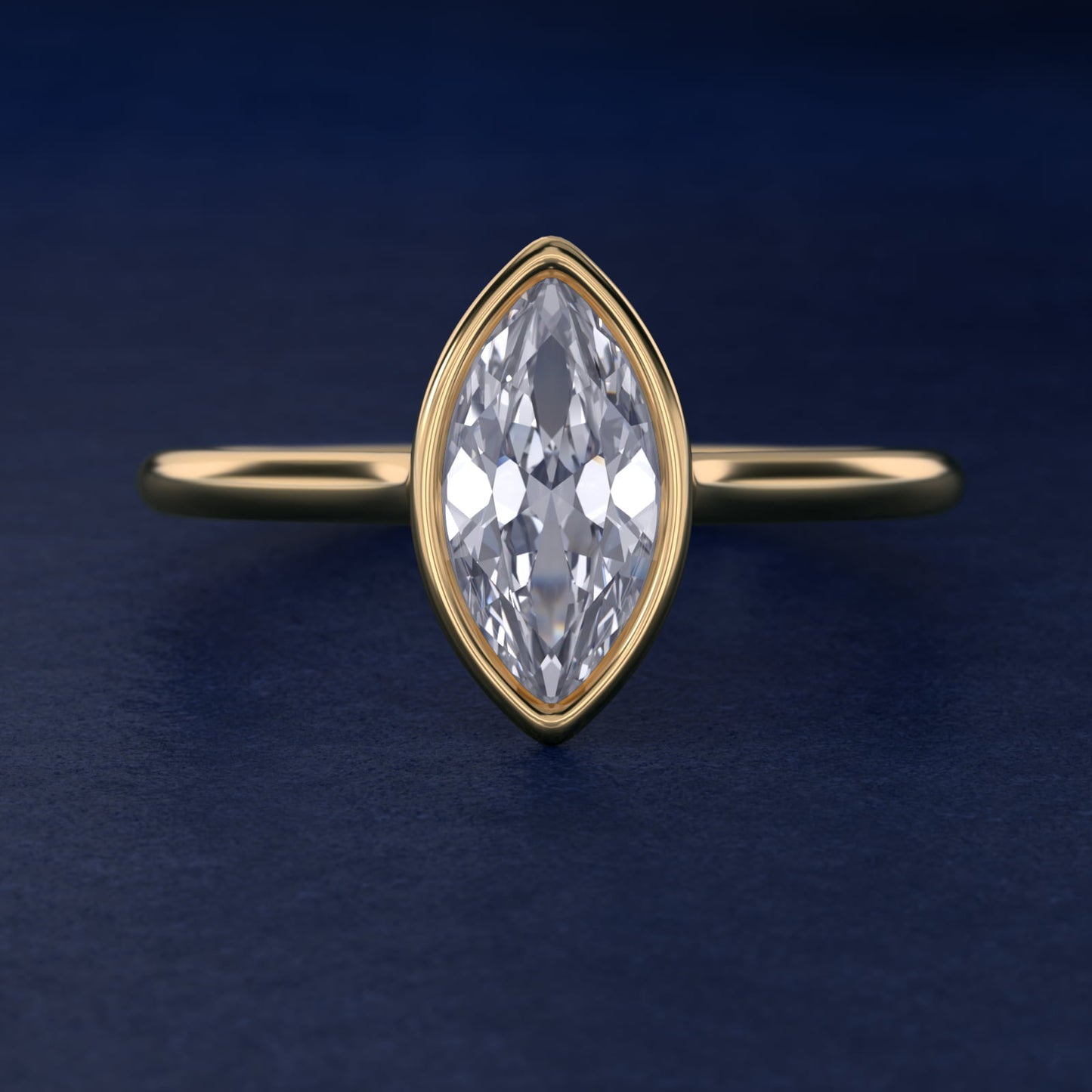 Comfort Fit Bezel Set Solitaire Engagement Ring In 18k Yellow Gold By James Allen - Marquise Center