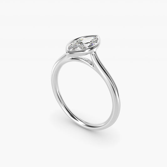 Comfort Fit Bezel Set Solitaire Engagement Ring In Platinum By James Allen - Marquise Center