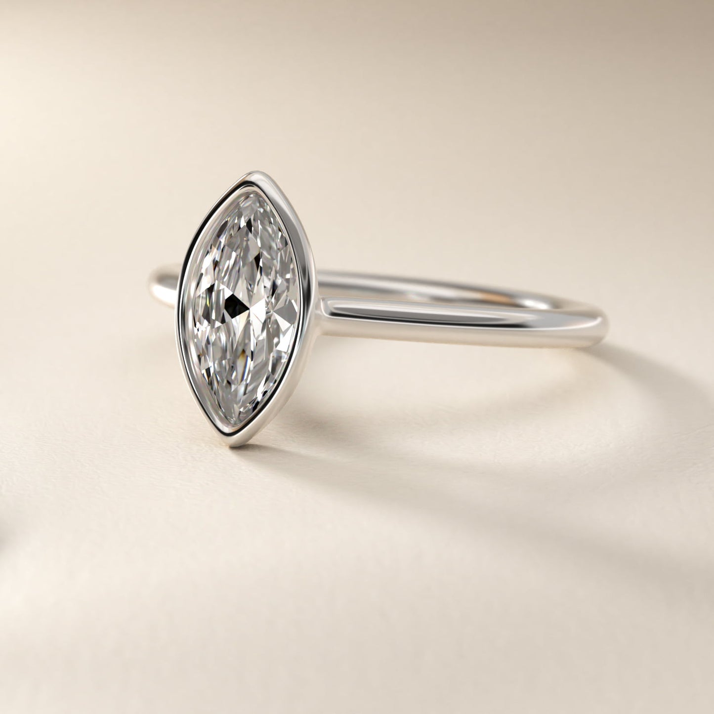 Comfort Fit Bezel Set Solitaire Engagement Ring In Platinum By James Allen - Marquise Center