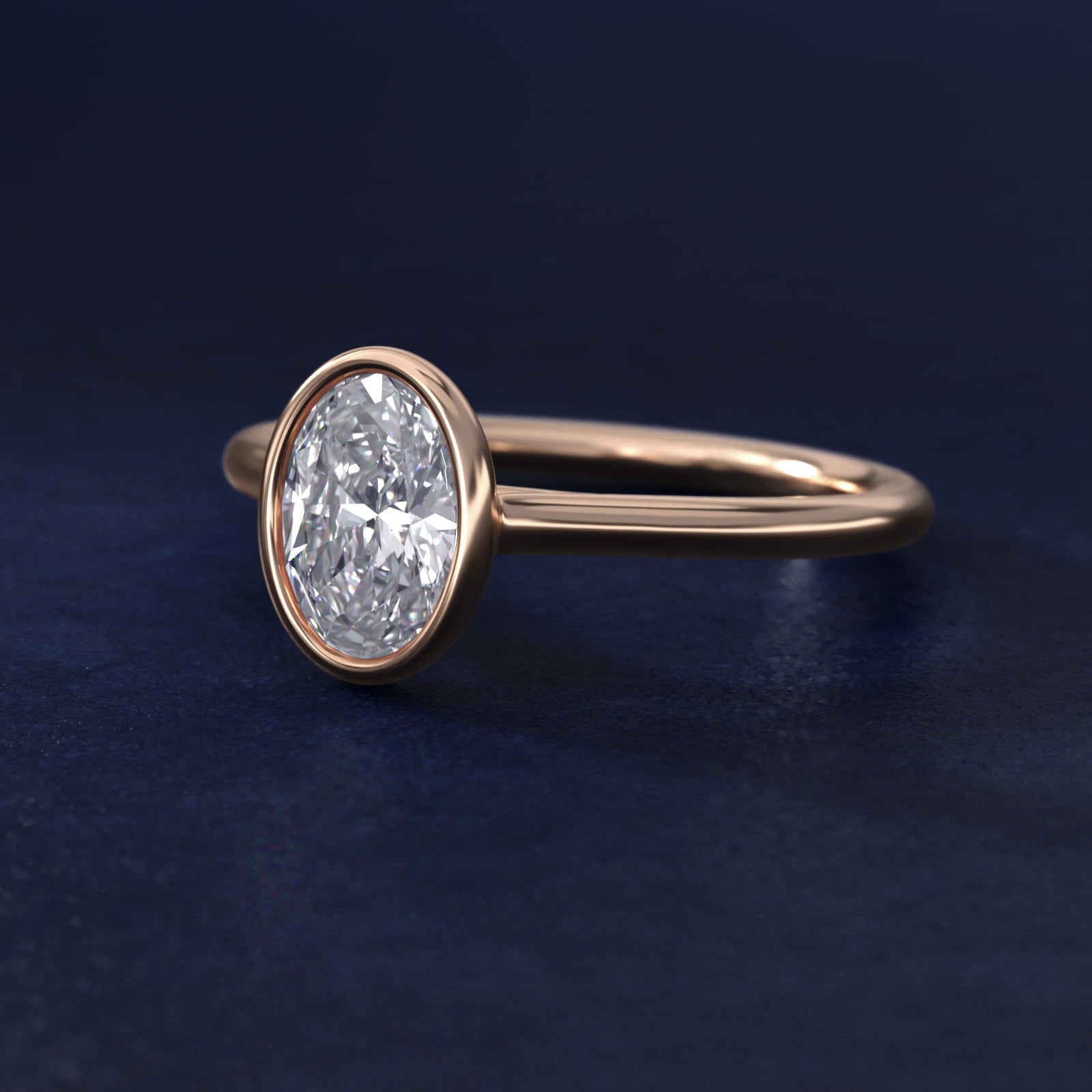 Comfort Fit Bezel Set Solitaire Engagement Ring In 14K Rose Gold By James Allen - Oval Center