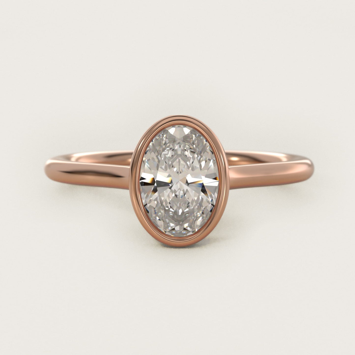 Comfort Fit Bezel Set Solitaire Engagement Ring In 14K Rose Gold By James Allen - Oval Center