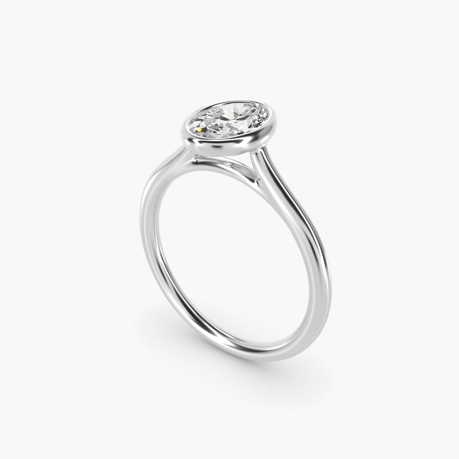 Comfort Fit Bezel Set Solitaire Engagement Ring In 18k White Gold By James Allen - Oval Center