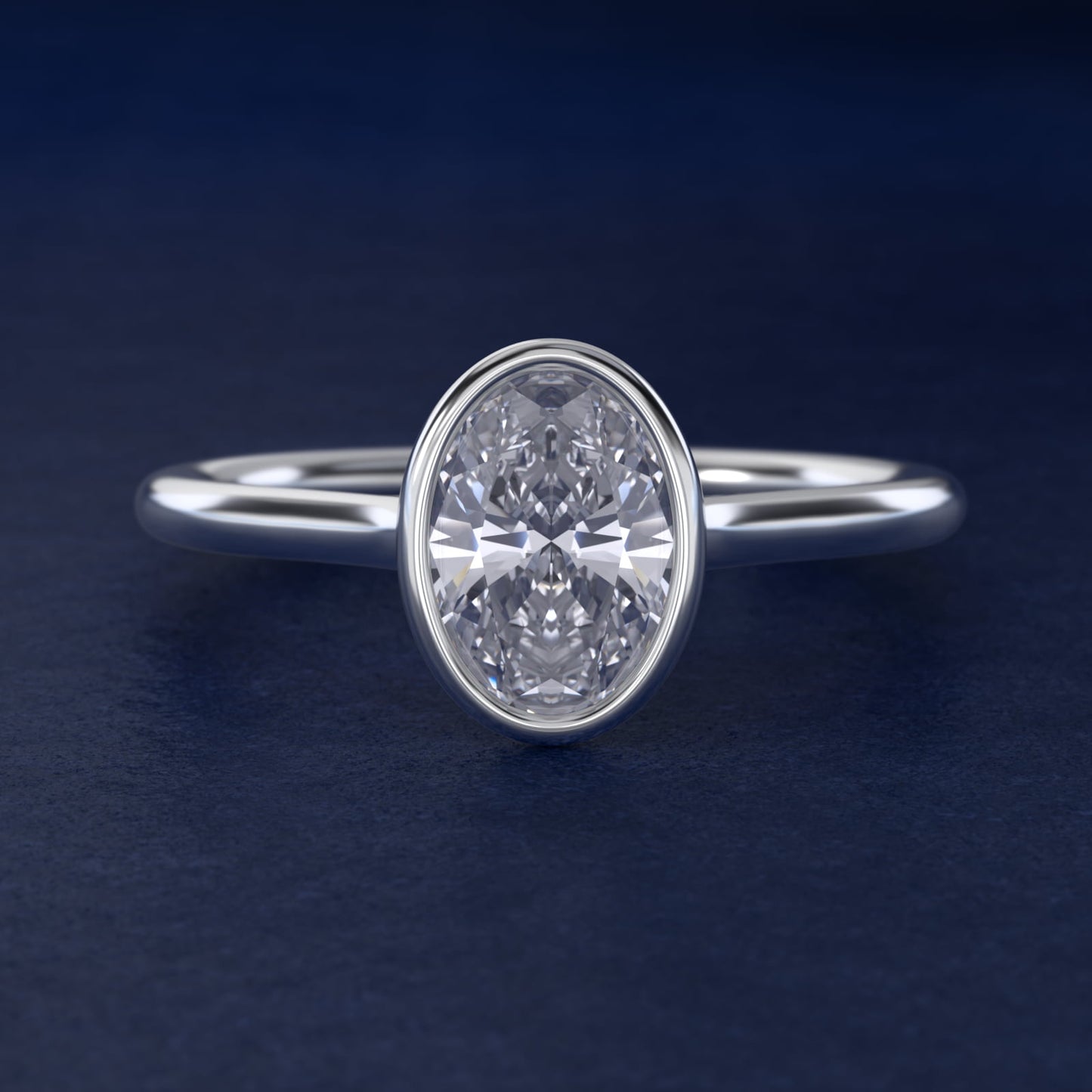 Comfort Fit Bezel Set Solitaire Engagement Ring In 18k White Gold By James Allen - Oval Center