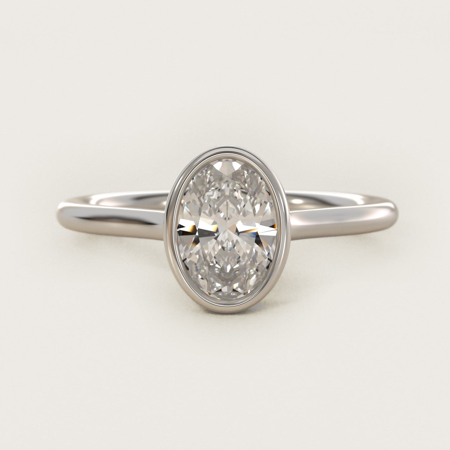 Comfort Fit Bezel Set Solitaire Engagement Ring In 14K White Gold By James Allen - Oval Center