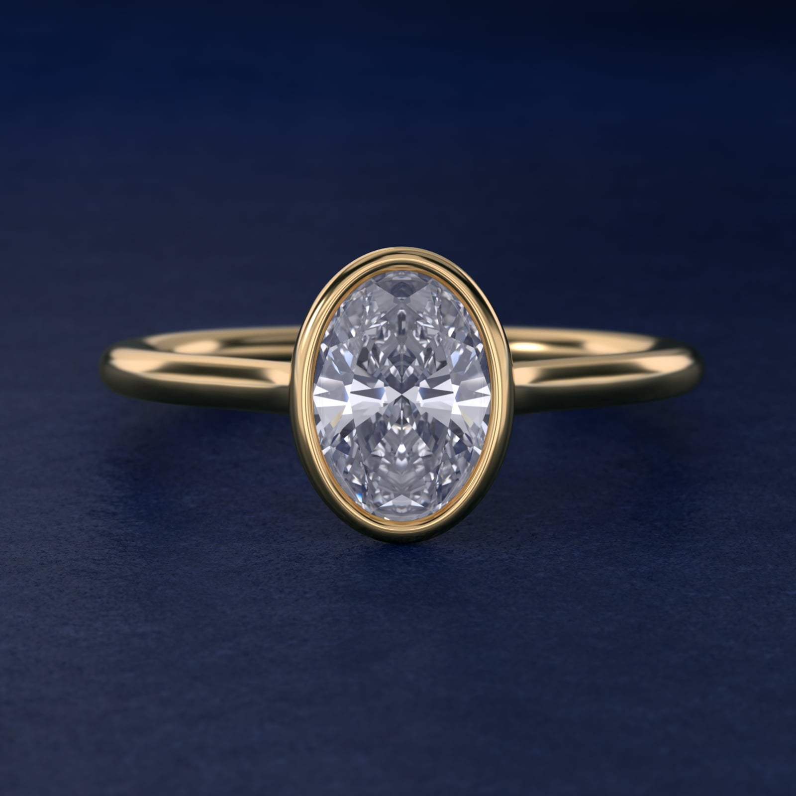 Comfort Fit Bezel Set Solitaire Engagement Ring In 14K Yellow Gold By James Allen - Oval Center
