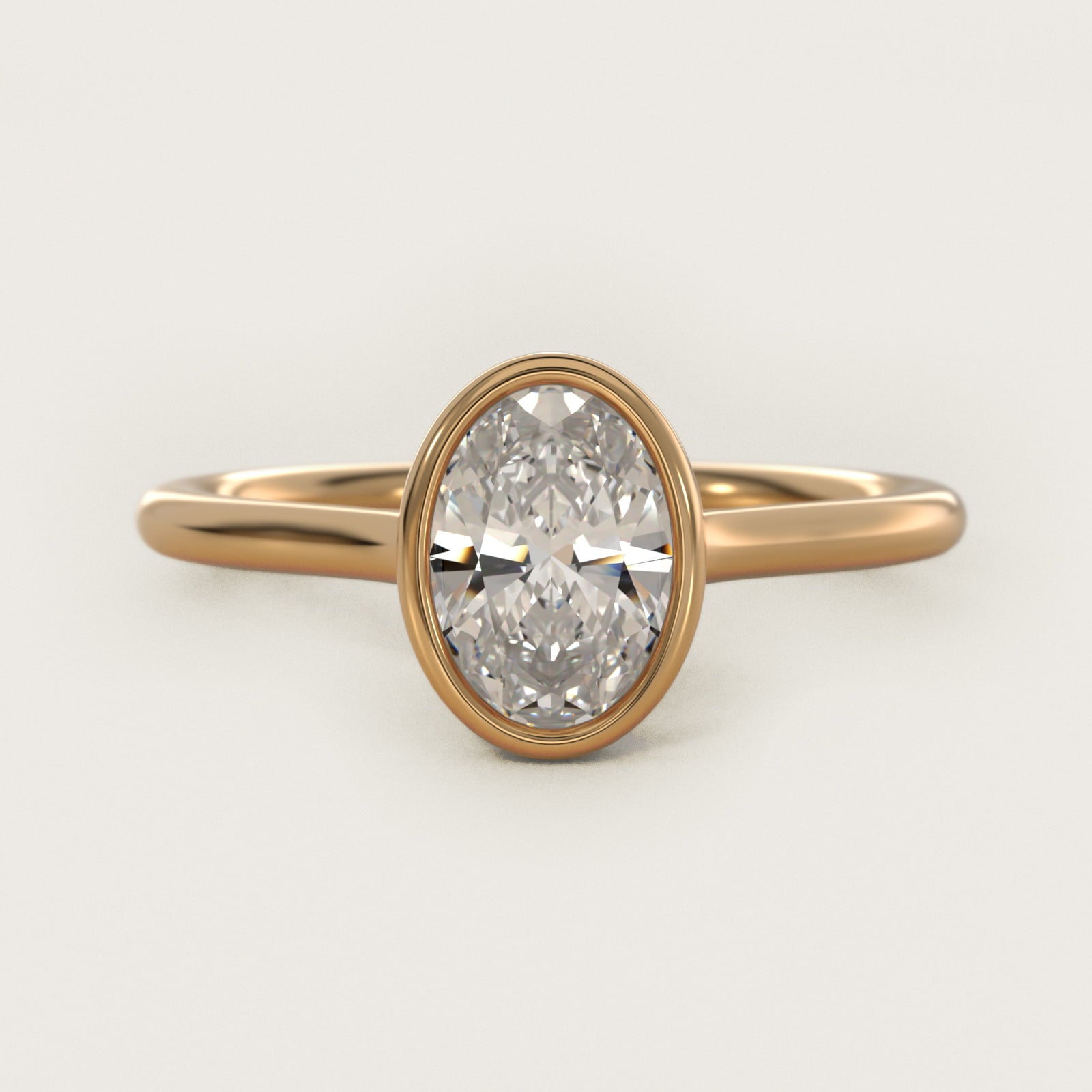 Comfort Fit Bezel Set Solitaire Engagement Ring In 14K Yellow Gold By James Allen - Oval Center
