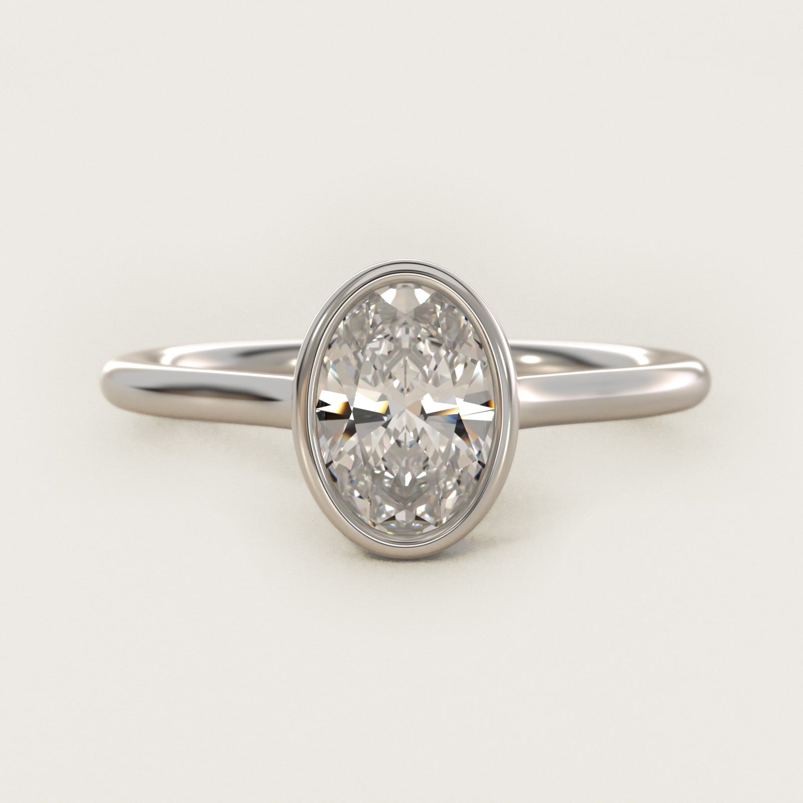 Comfort Fit Bezel Set Solitaire Engagement Ring In Platinum By James Allen - Oval Center