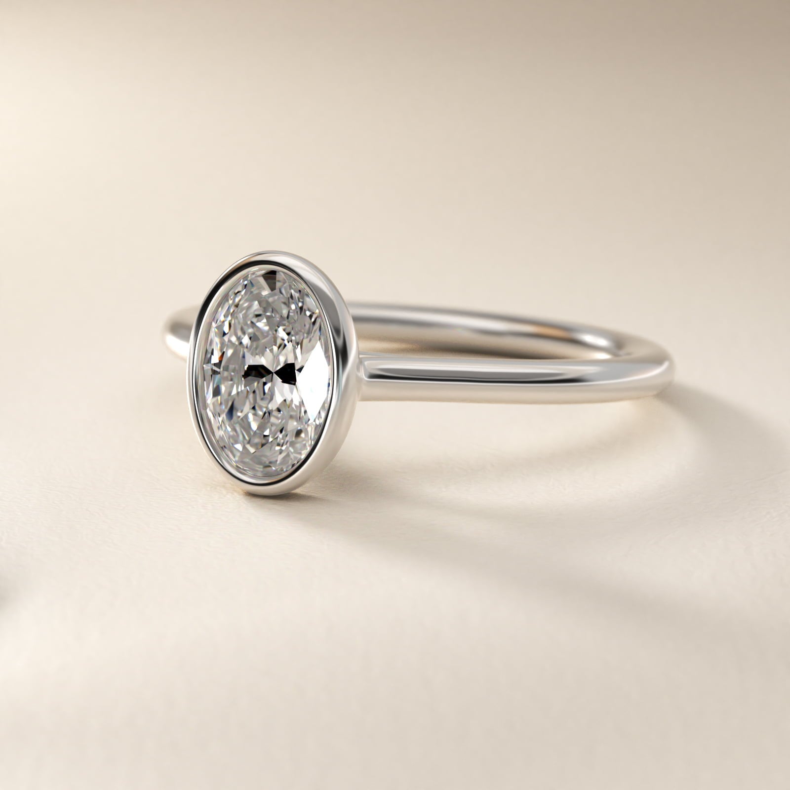 Comfort Fit Bezel Set Solitaire Engagement Ring In Platinum By James Allen - Oval Center