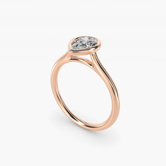 Comfort Fit Bezel Set Solitaire Engagement Ring In 18k Rose Gold By James Allen - Pear Center