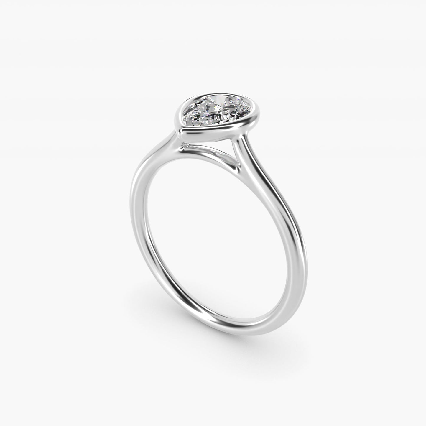 Comfort Fit Bezel Set Solitaire Engagement Ring In 18k White Gold By James Allen - Pear Center