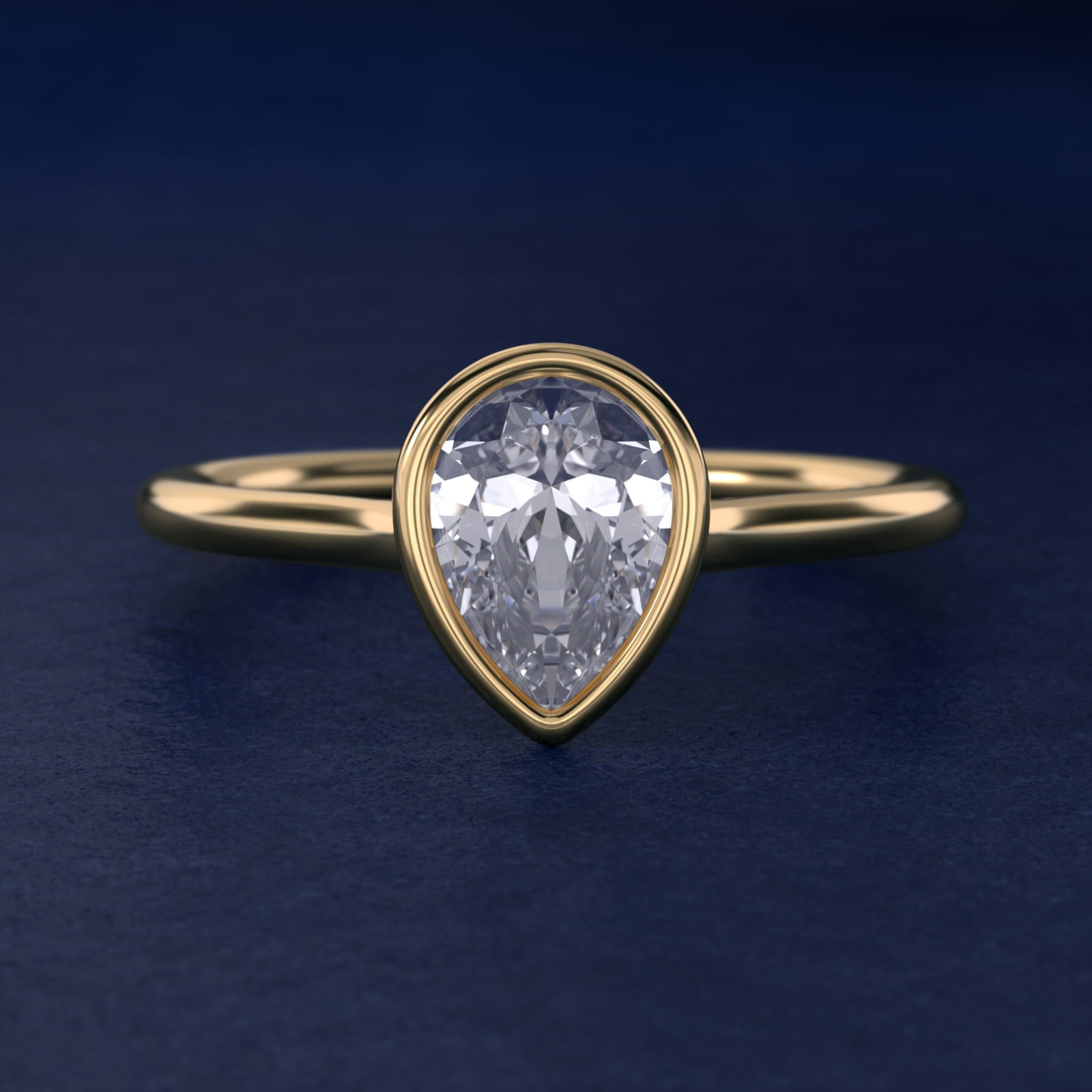Comfort Fit Bezel Set Solitaire Engagement Ring In 18k Yellow Gold By James Allen - Pear Center