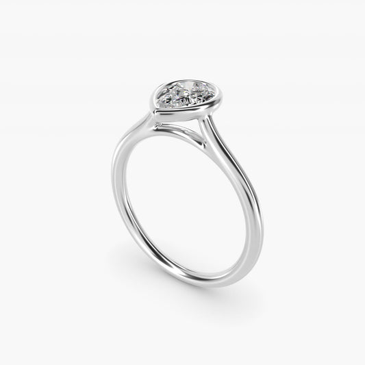 Comfort Fit Bezel Set Solitaire Engagement Ring In Platinum By James Allen - Pear Center