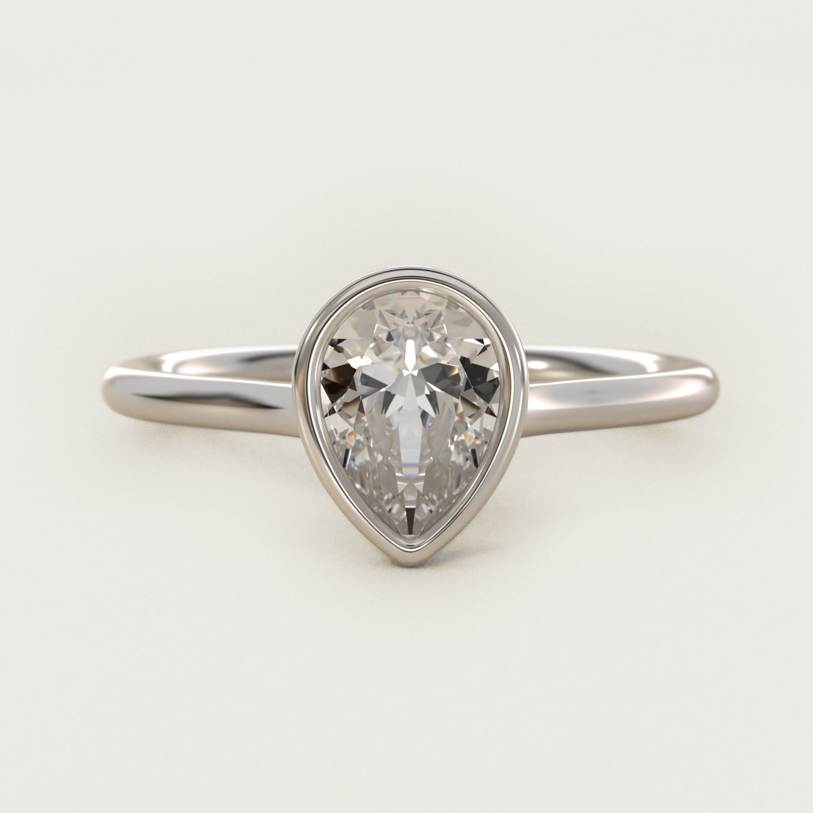 Comfort Fit Bezel Set Solitaire Engagement Ring In Platinum By James Allen - Pear Center