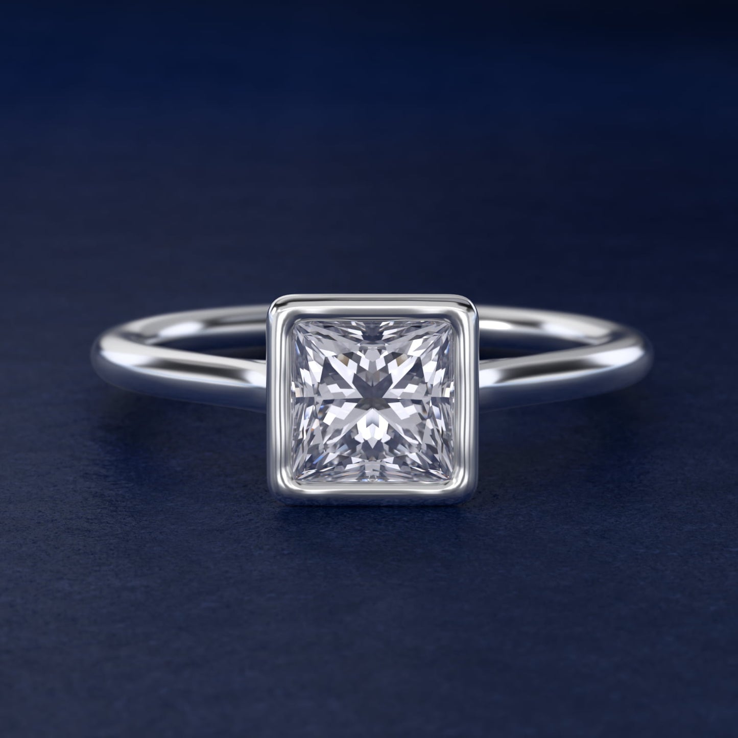 Comfort Fit Bezel Set Solitaire Engagement Ring In 18k White Gold By James Allen - Princess Center