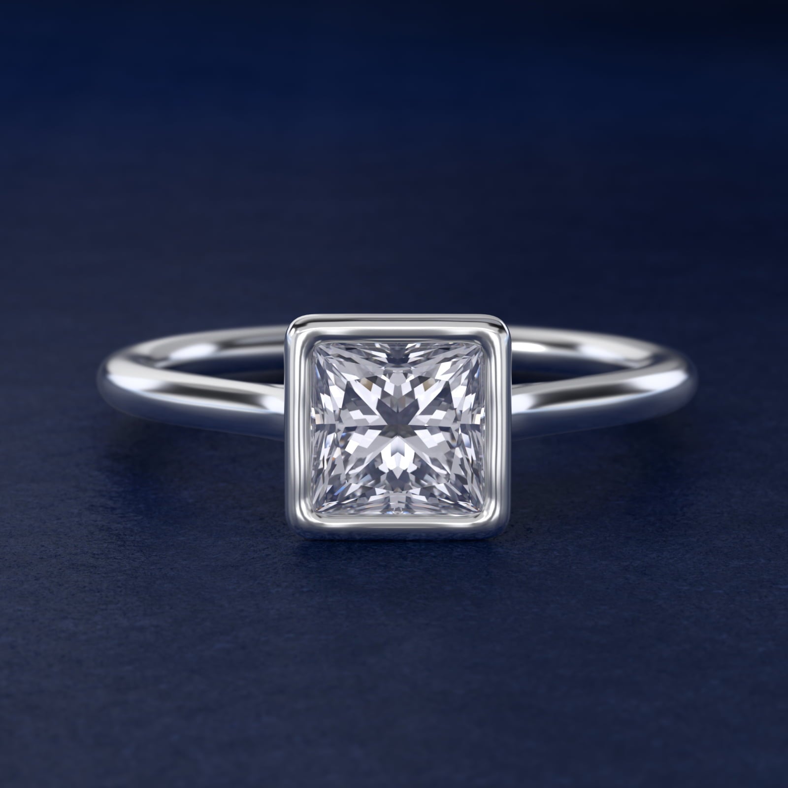 Comfort Fit Bezel Set Solitaire Engagement Ring In 18k White Gold By James Allen - Princess Center