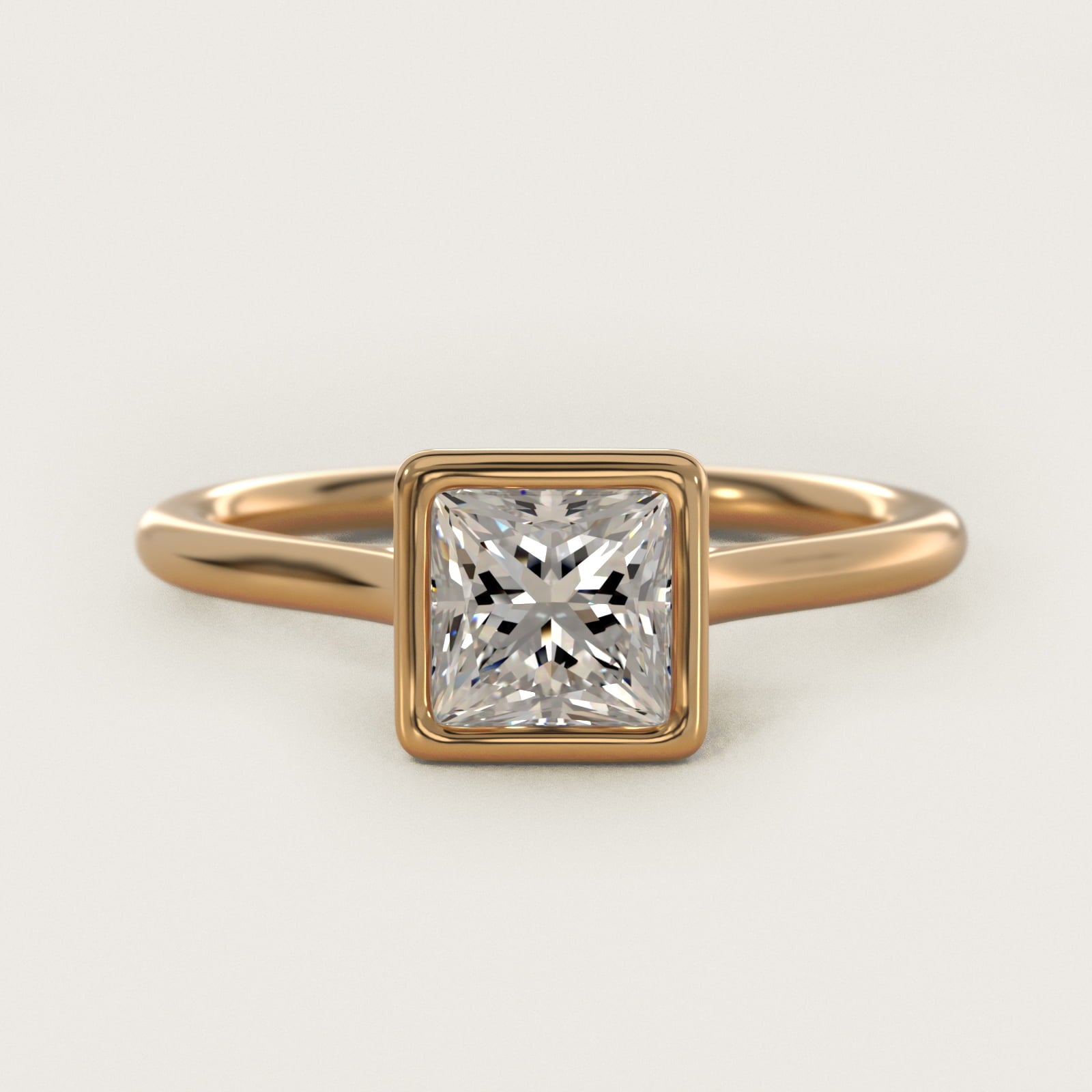 Comfort Fit Bezel Set Solitaire Engagement Ring In 14K Yellow Gold By James Allen - Princess Center