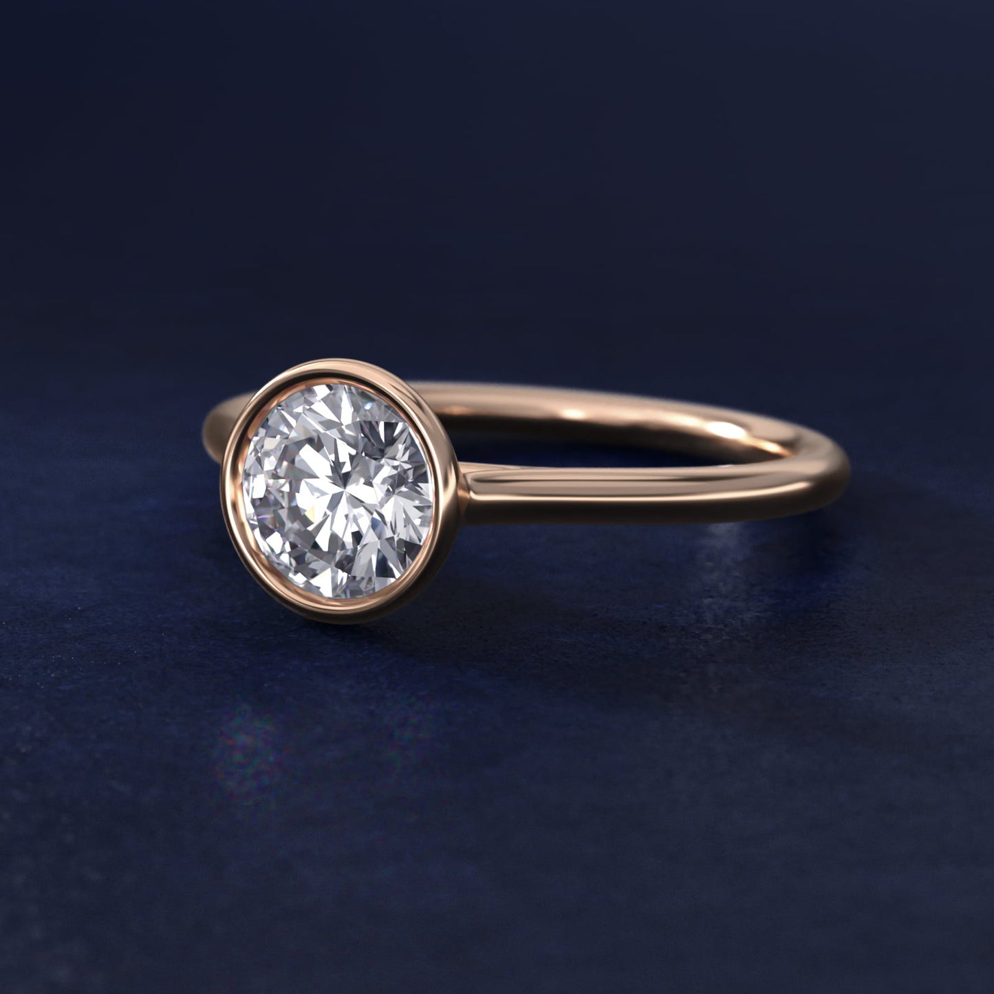 Comfort Fit Bezel Set Solitaire Engagement Ring In 14K Rose Gold By James Allen - Round Center