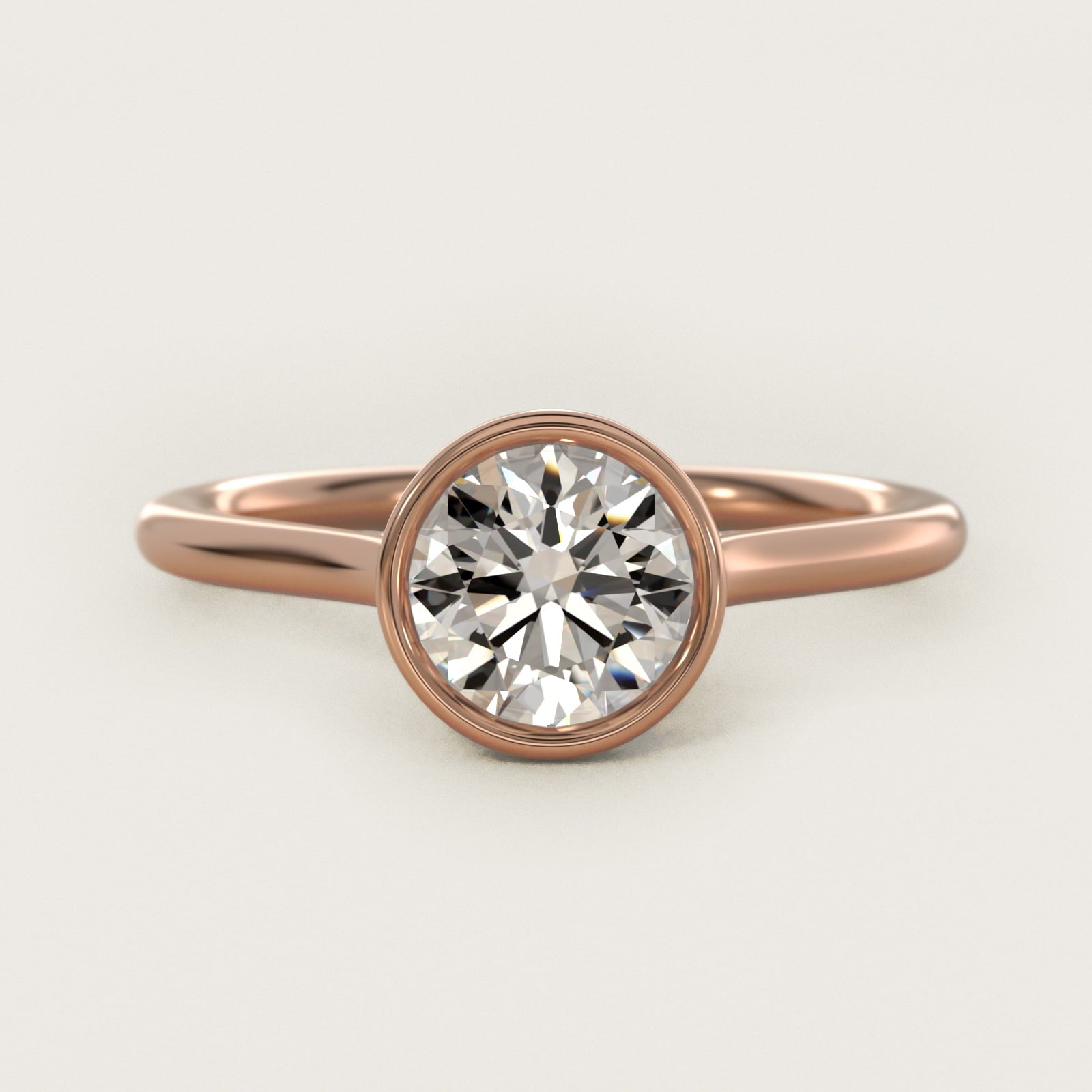 Comfort Fit Bezel Set Solitaire Engagement Ring In 14K Rose Gold By James Allen - Round Center