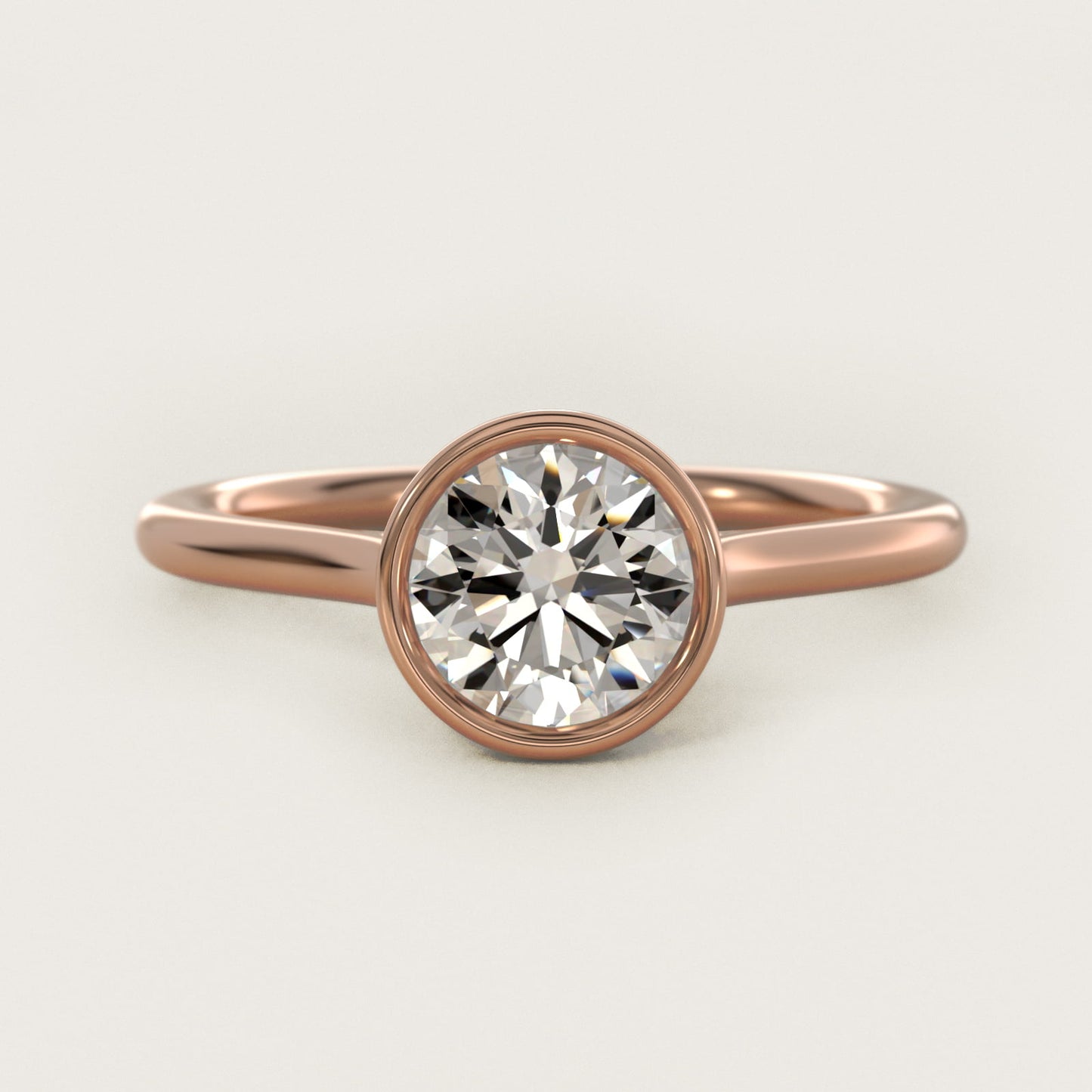 Comfort Fit Bezel Set Solitaire Engagement Ring In 18k Rose Gold By James Allen - Round Center
