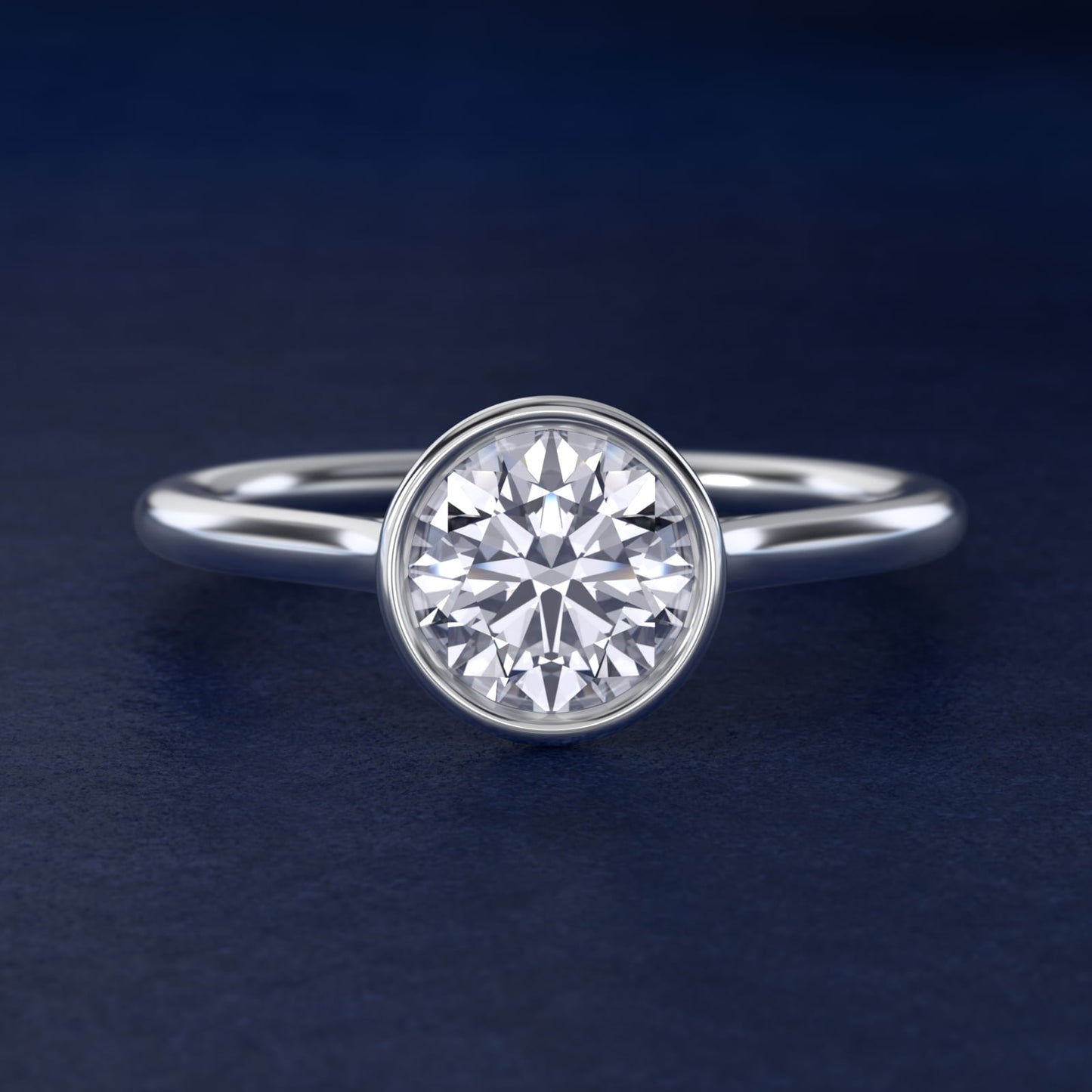 Comfort Fit Bezel Set Solitaire Engagement Ring In 14K White Gold By James Allen - Round Center