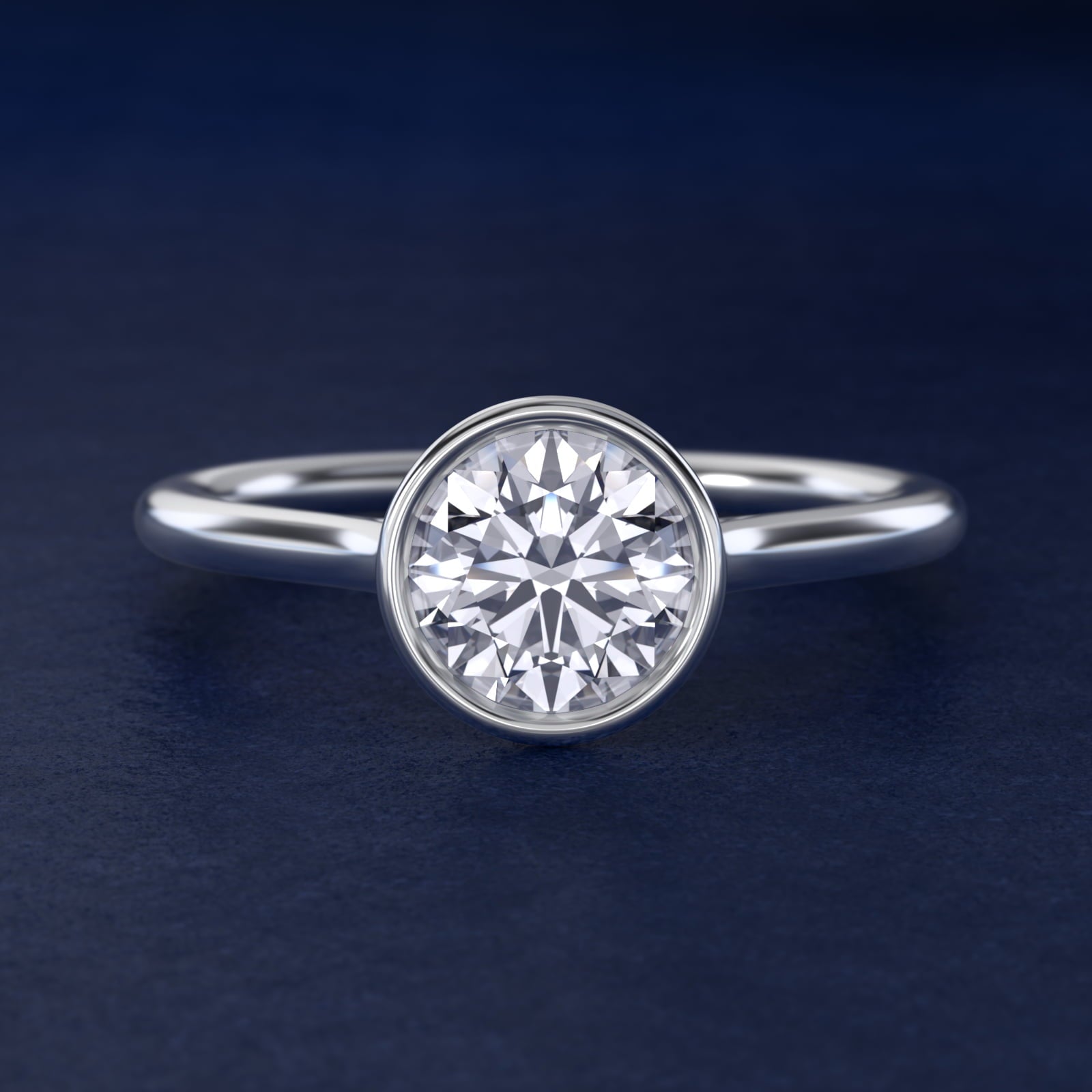 Comfort Fit Bezel Set Solitaire Engagement Ring In 18k White Gold By James Allen - Round Center