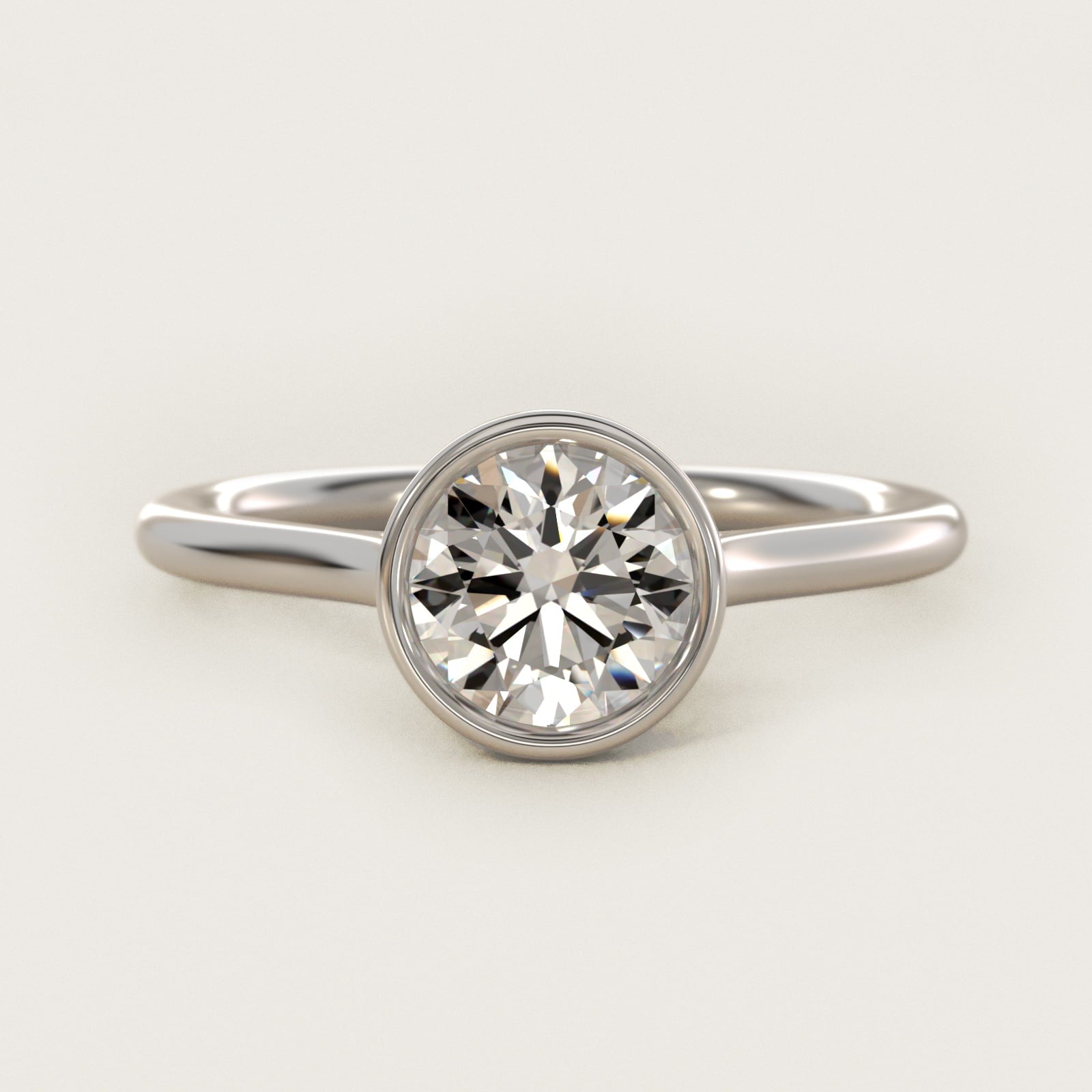 Comfort Fit Bezel Set Solitaire Engagement Ring In 18k White Gold By James Allen - Round Center