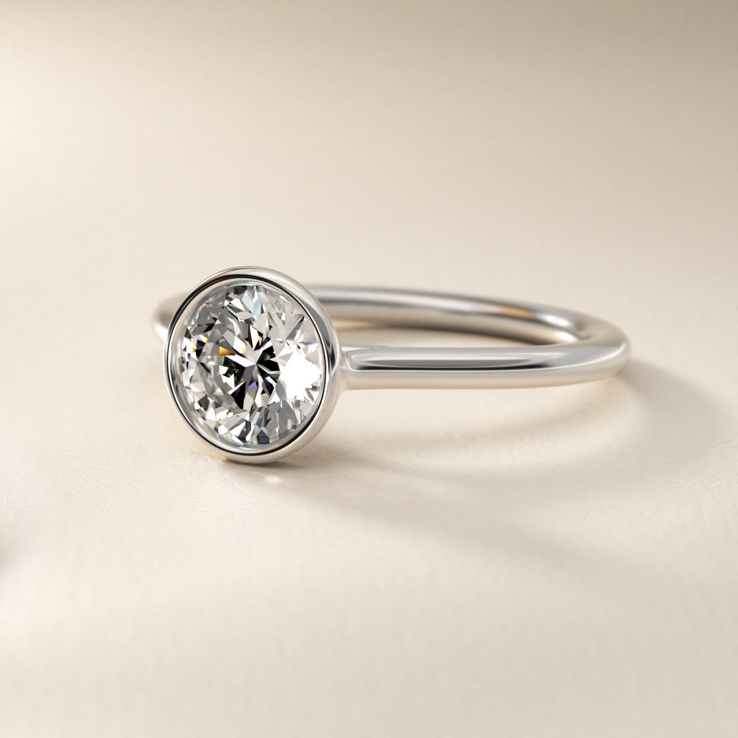 Comfort Fit Bezel Set Solitaire Engagement Ring In Platinum By James Allen - Round Center