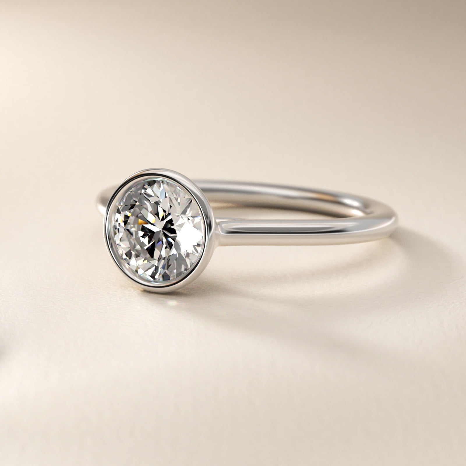Comfort Fit Bezel Set Solitaire Engagement Ring In Platinum By James Allen - Round Center