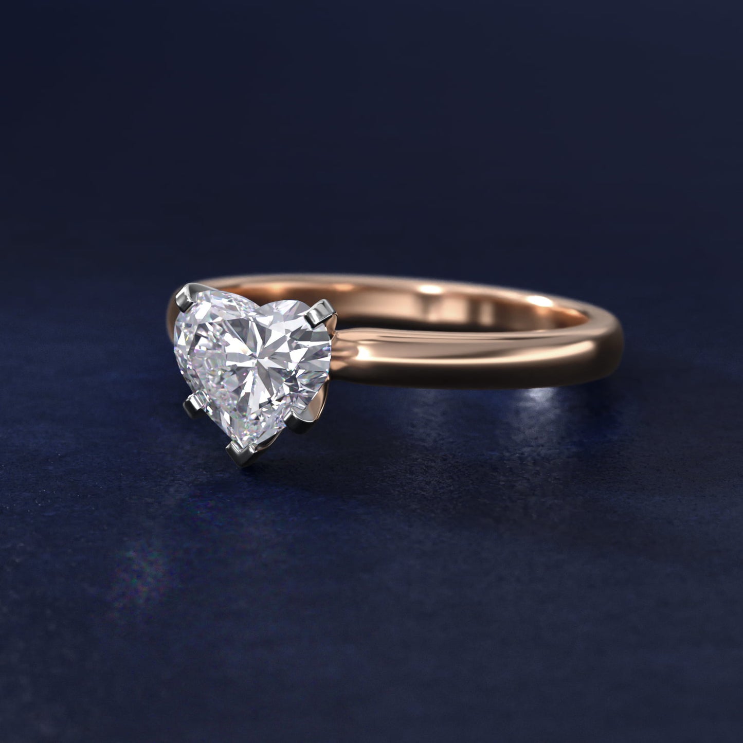 Comfort Fit Six Prong Solitaire Engagement Ring In 14K Rose Gold By James Allen - Heart Center