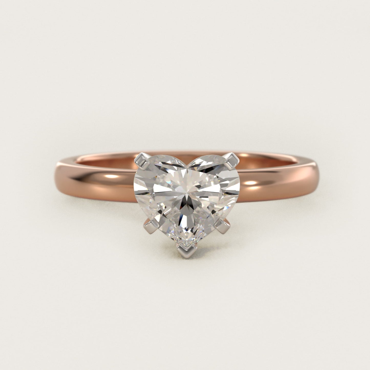 Comfort Fit Six Prong Solitaire Engagement Ring In 14K Rose Gold By James Allen - Heart Center