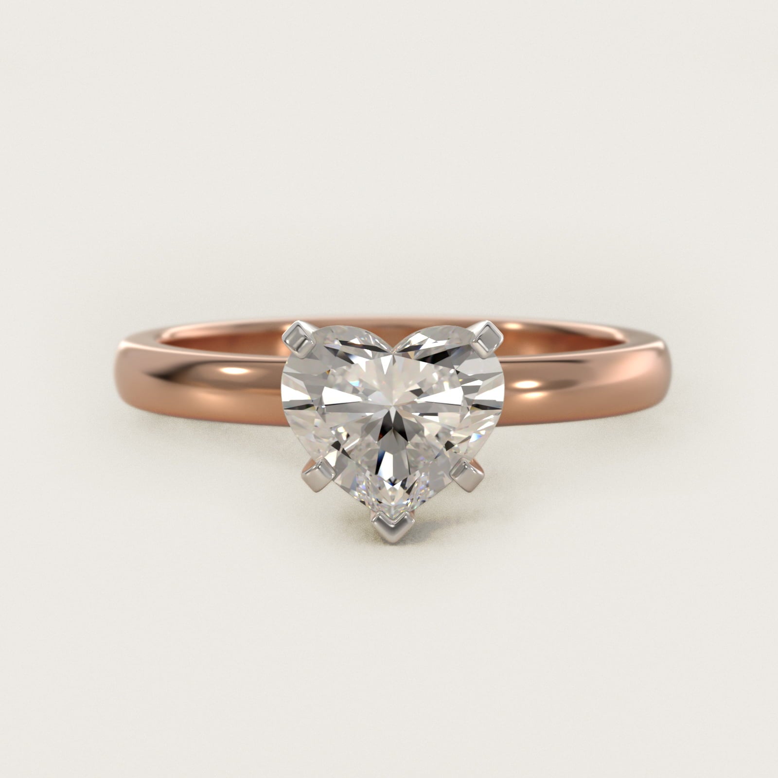Comfort Fit Six Prong Solitaire Engagement Ring In 14K Rose Gold By James Allen - Heart Center