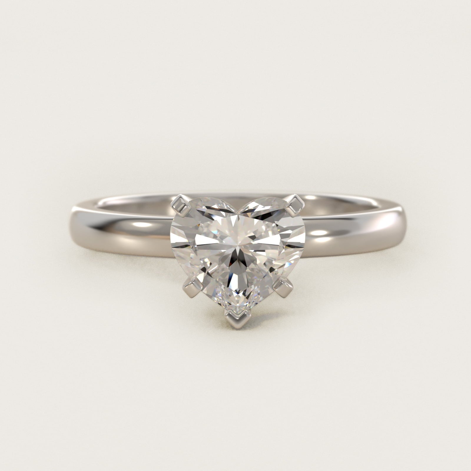 Comfort Fit Six Prong Solitaire Engagement Ring In 14K White Gold By James Allen - Heart Center