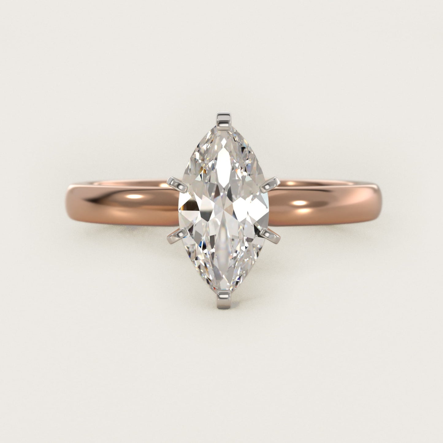 Comfort Fit Six Prong Solitaire Engagement Ring In 14K Rose Gold By James Allen - Marquise Center