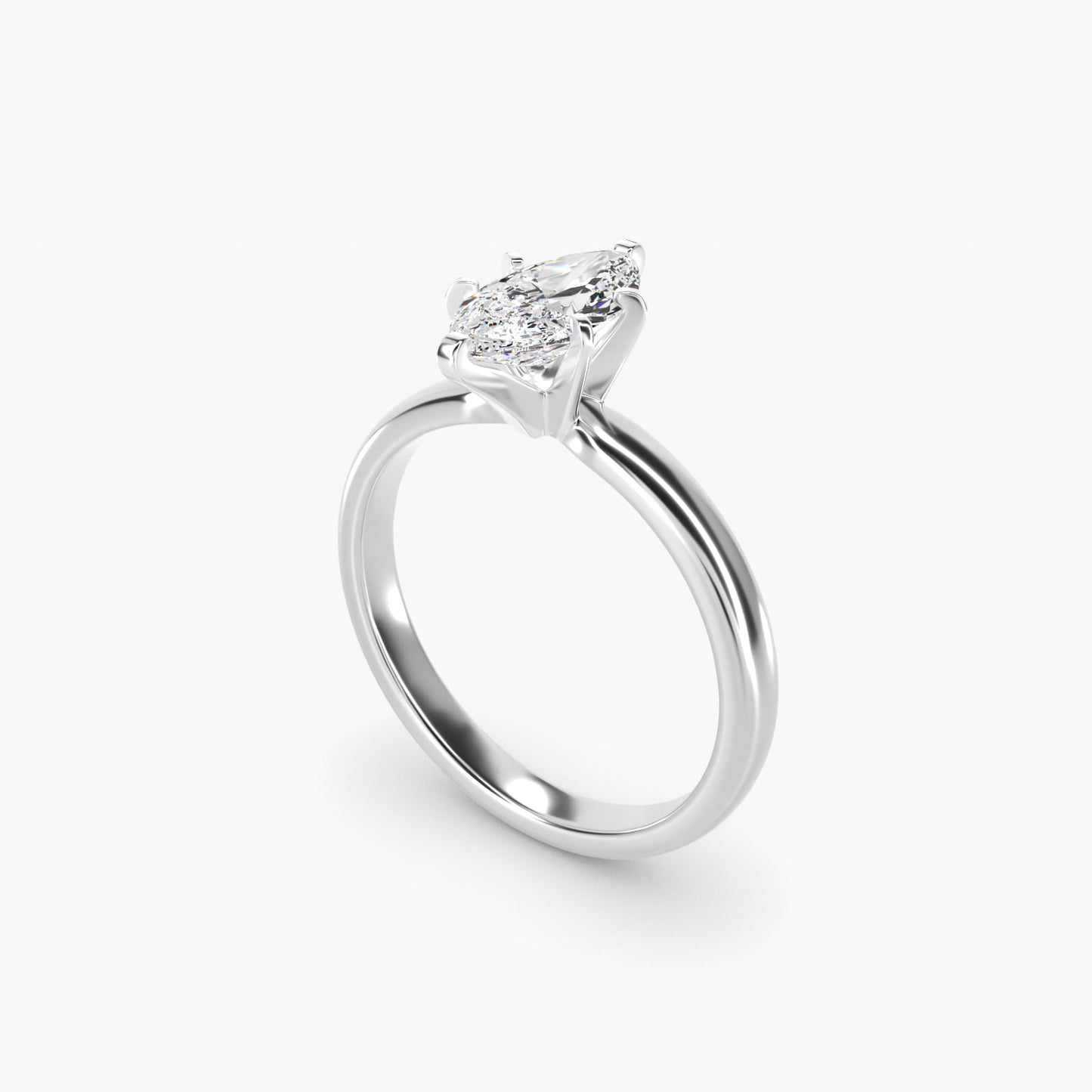 Comfort Fit Six Prong Solitaire Engagement Ring In 14K White Gold By James Allen - Marquise Center