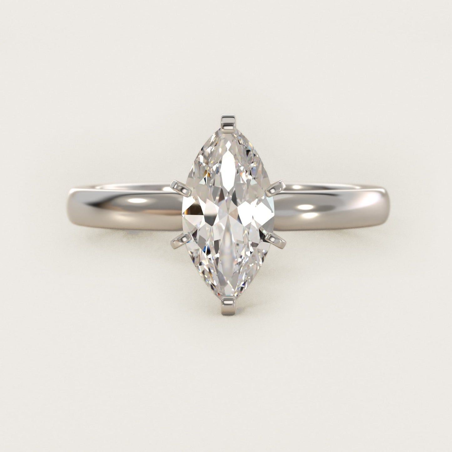 Comfort Fit Six Prong Solitaire Engagement Ring In 18k White Gold By James Allen - Marquise Center