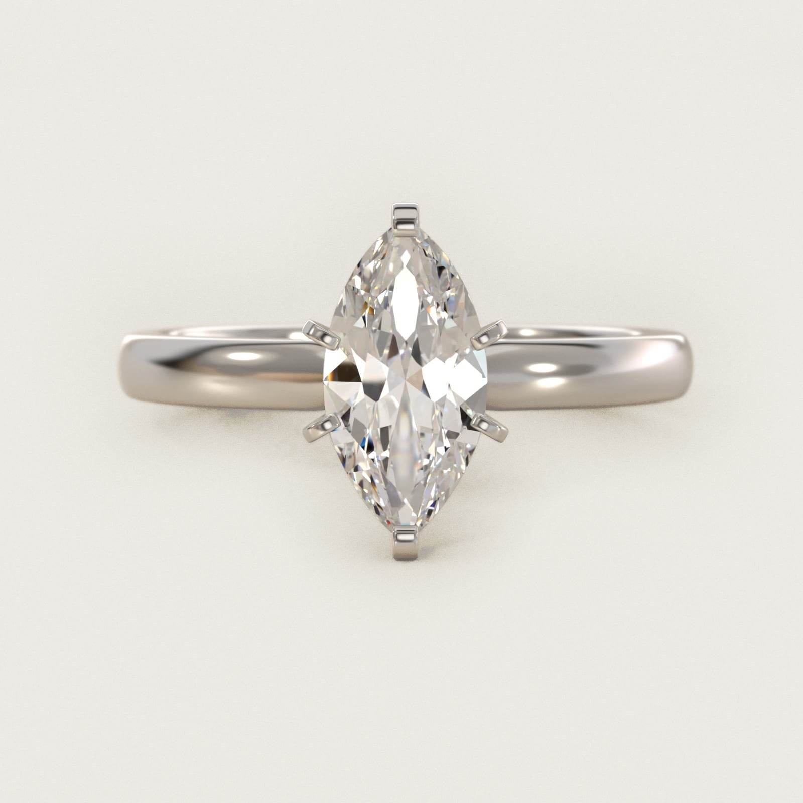 Comfort Fit Six Prong Solitaire Engagement Ring In 18k White Gold By James Allen - Marquise Center