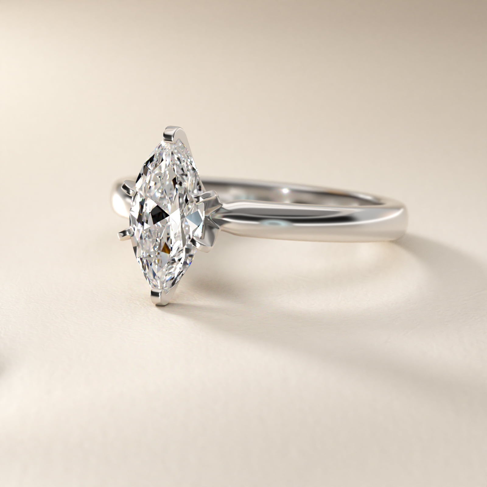 Comfort Fit Six Prong Solitaire Engagement Ring In Platinum By James Allen - Marquise Center