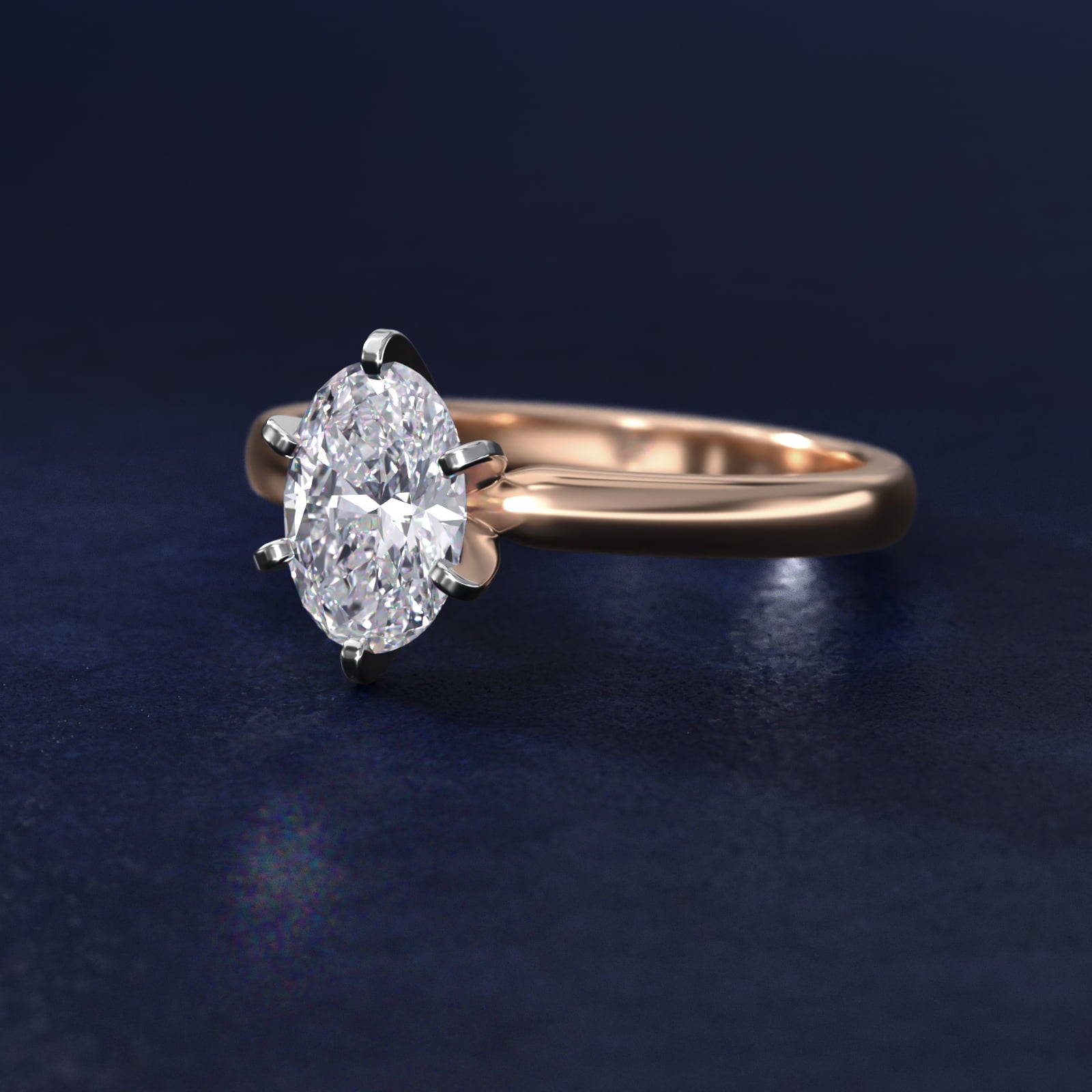 Comfort Fit Six Prong Solitaire Engagement Ring In 14K Rose Gold By James Allen - Oval Center