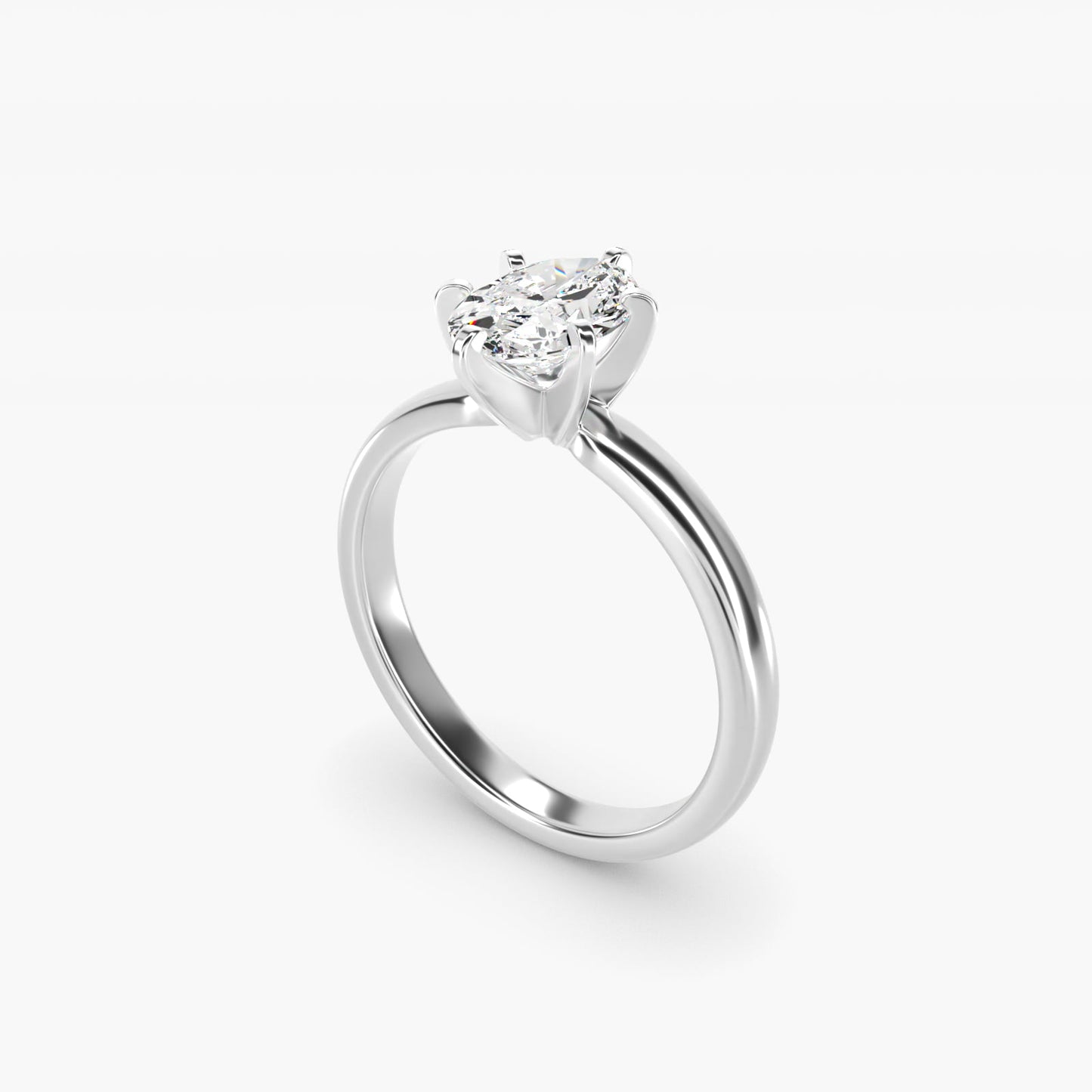 Comfort Fit Six Prong Solitaire Engagement Ring In 18k White Gold By James Allen - Oval Center