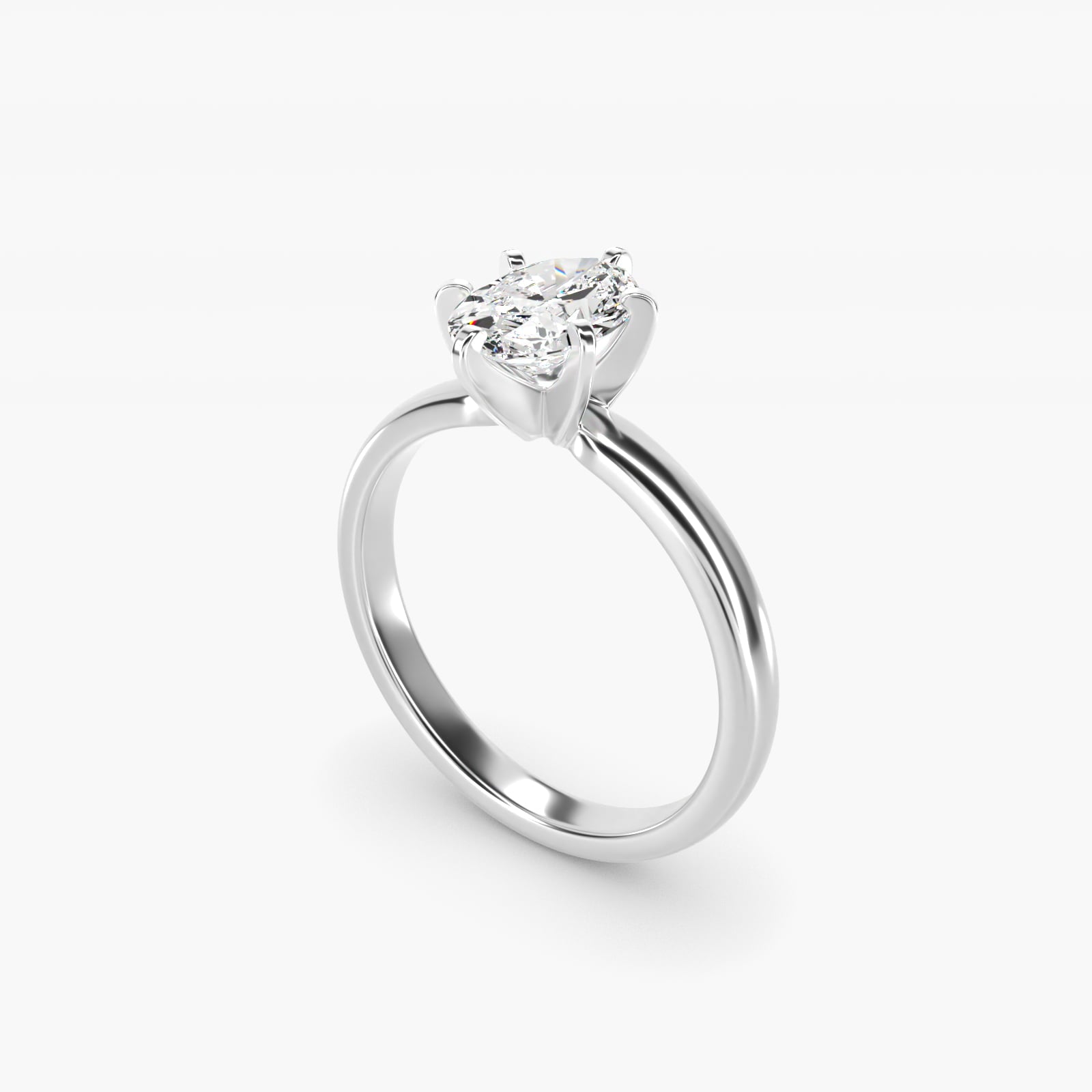 Comfort Fit Six Prong Solitaire Engagement Ring In 18k White Gold By James Allen - Oval Center